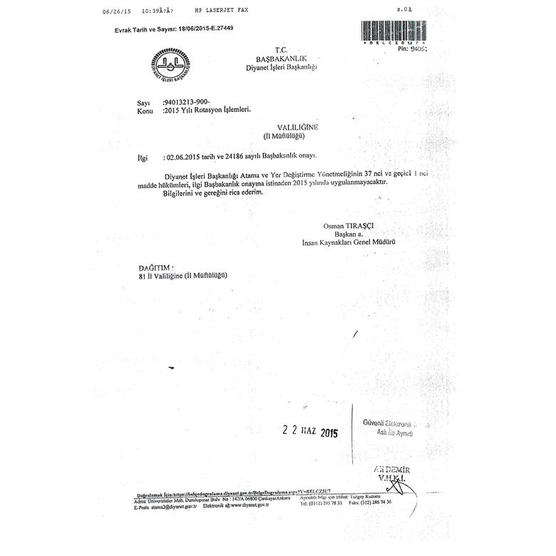 2015 YILINDA ROTASYON KALKTI